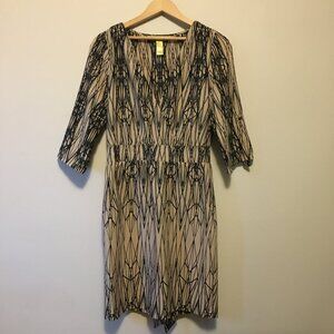 Presley Skye Geometric Tesseract Retro 70s Wrap Dress With Tie Back